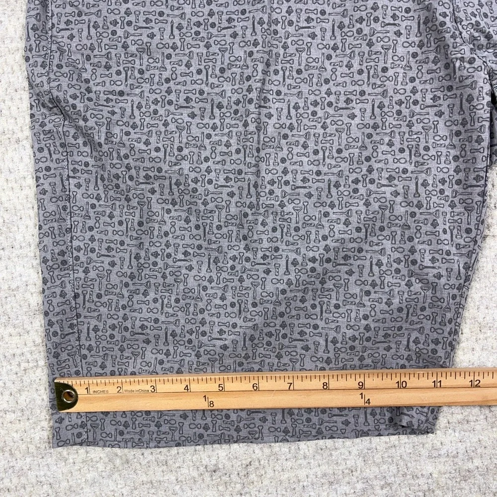 Peter Millar ‎ Golf Shorts Men 40 Gray Chino Performance Wicking All Over Print